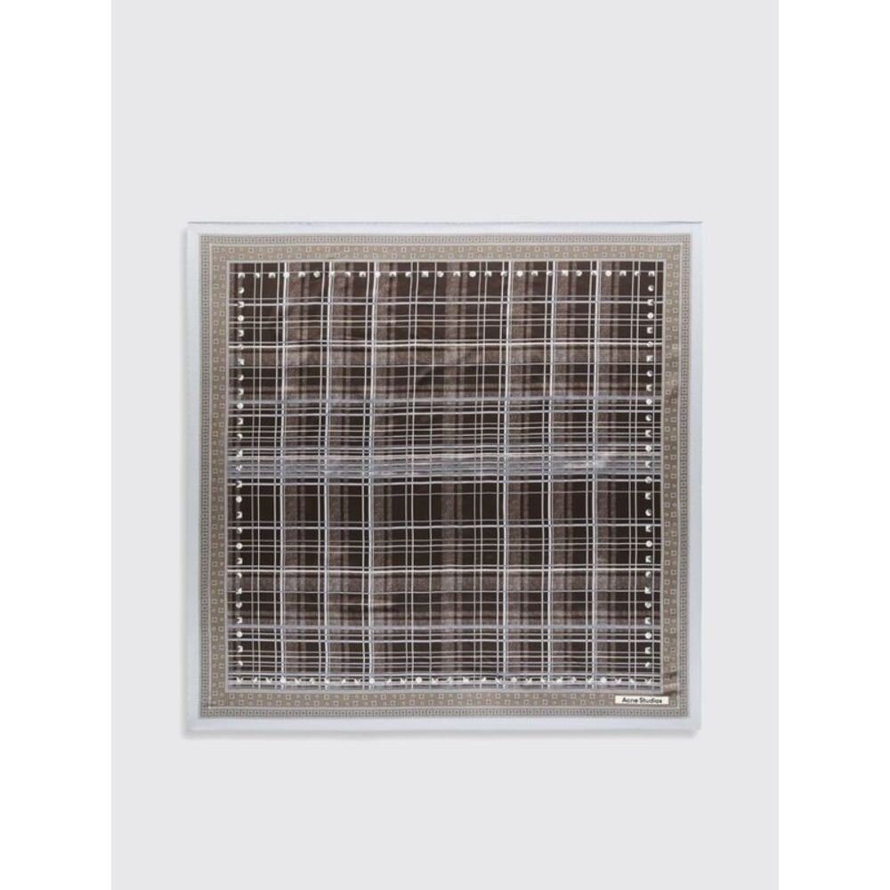 Acne Studios Women Square Organic Silk Foulard Acne Studios With Tartan Print